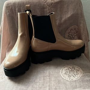 Open Edit lug sole boots in camel color-so comfy! Worn once